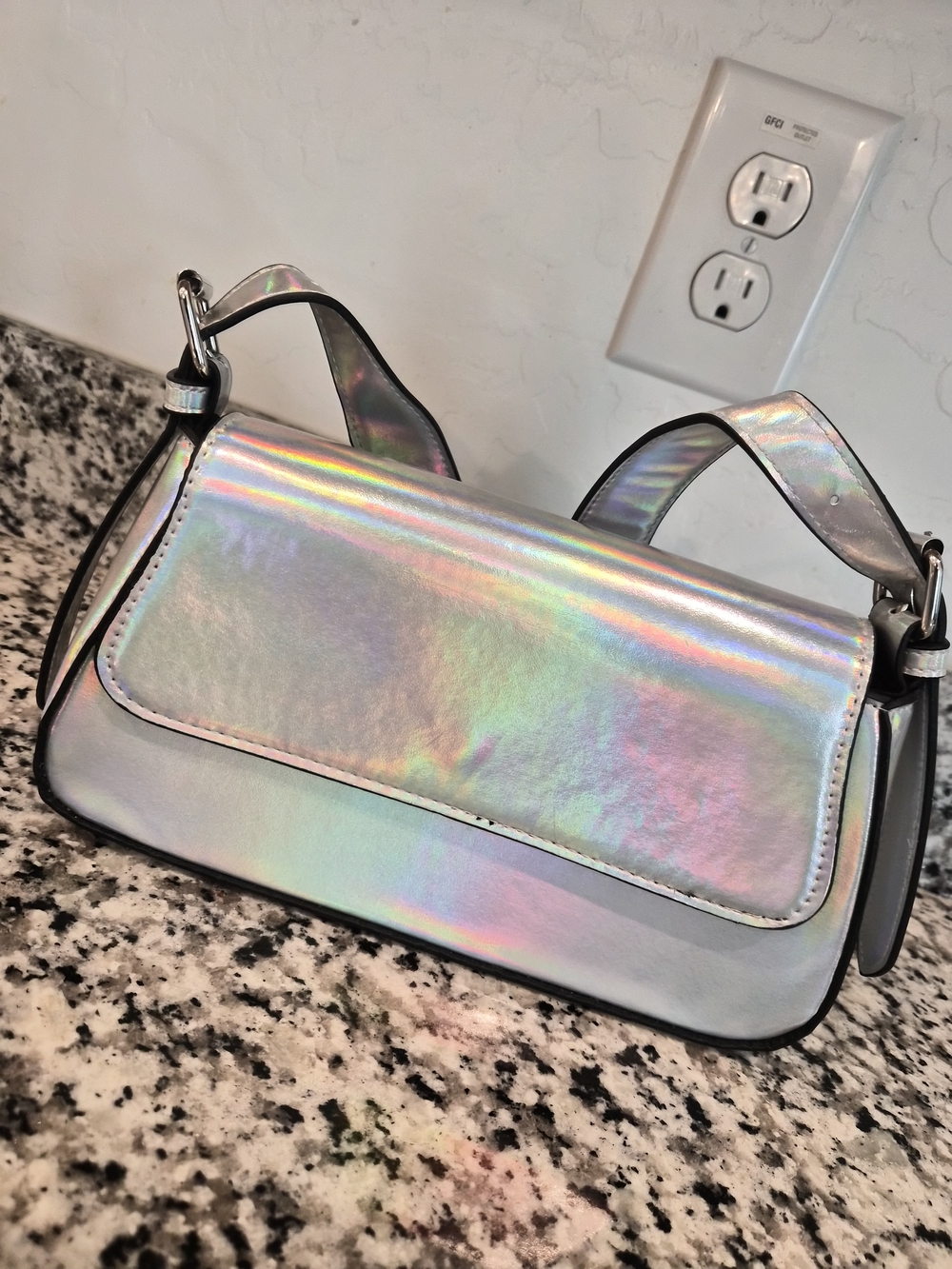 Holographic Shoulder Bag - Iridescent Silver